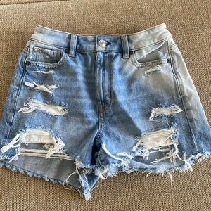 American Eagle Blue Denim Jean Shorts Sz 0 Mom Short